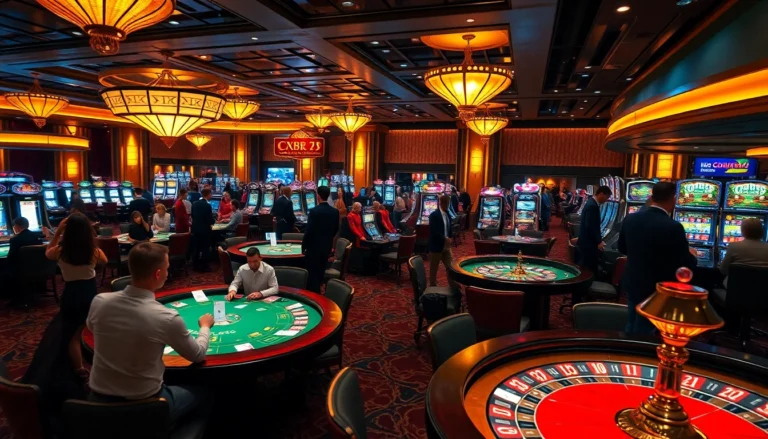 Experience the excitement at https://c168.today/ with players engaging in thrilling casino games, vibrant atmosphere, and luxurious decor.