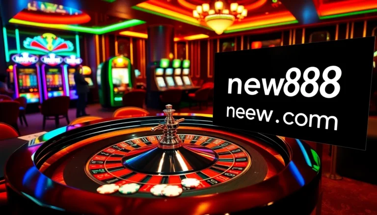Players captivated at the roulette table in a vibrant casino setting, highlighting the excitement of new88 com.